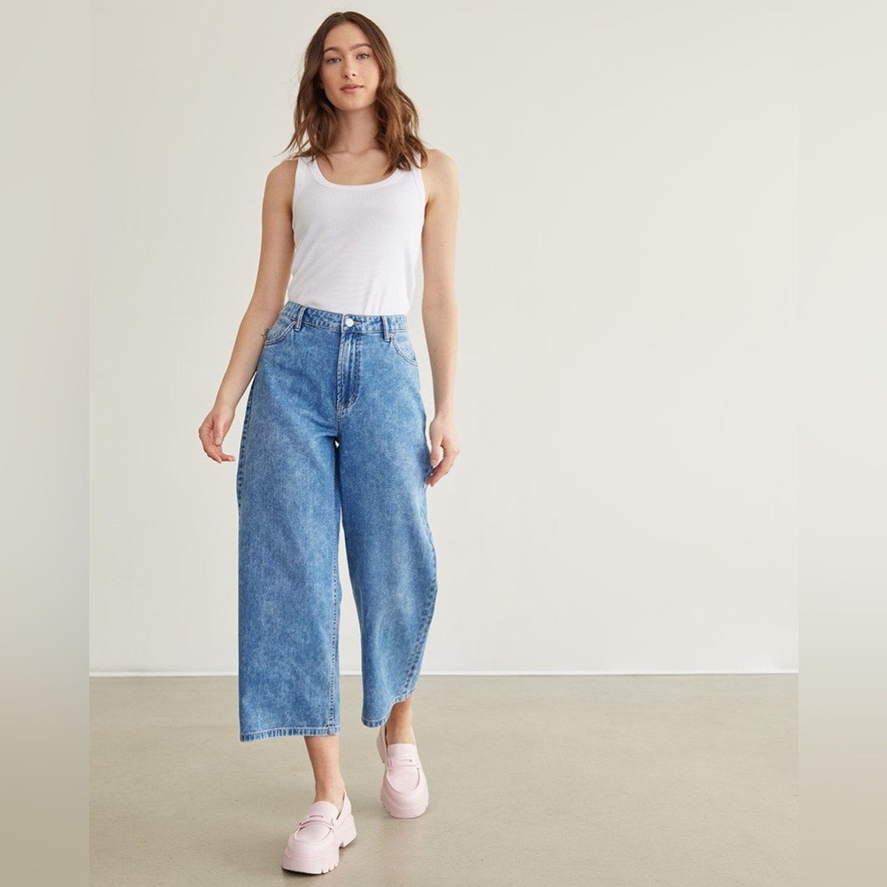 Wide-Leg High-Rise Crop Jean - Petite